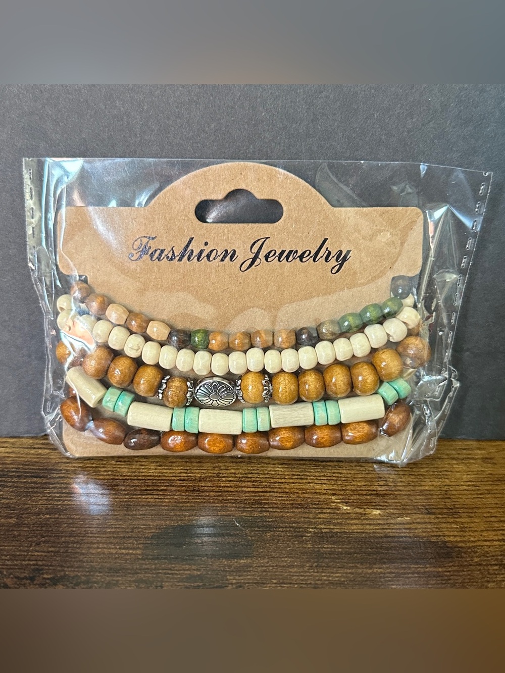 Boho Western Brown, Cream and Mint Layered Beaded Bracelet Set